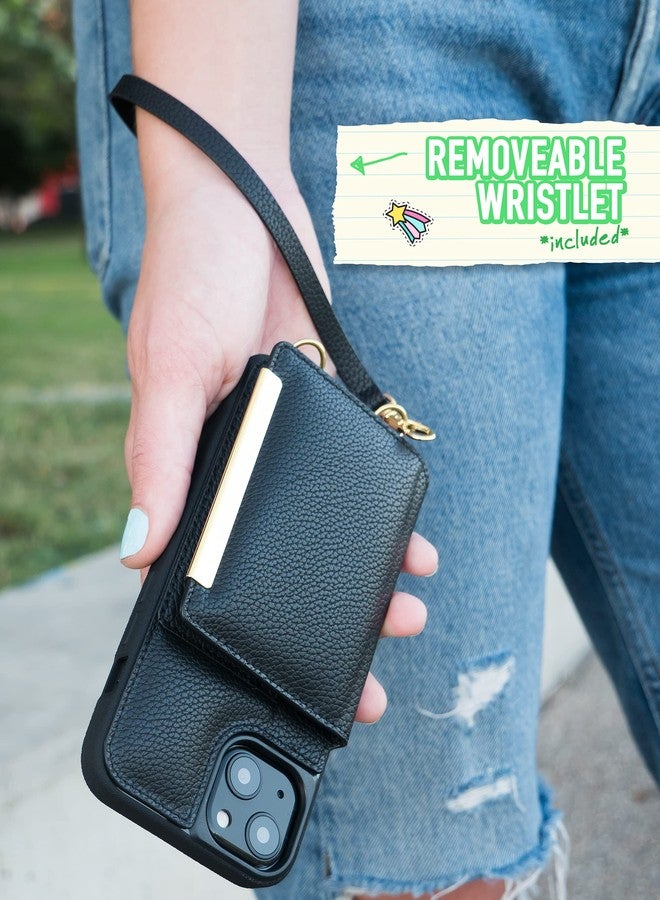 سمارتيش جراب محفظة أنيق لهاتف آيفون 13 للنساء - ملكة الرقص [حقيبة يد/كلاتش مع حزام قابل للفصل وحزام للمعصم] غطاء واقٍ مع حامل بطاقات ائتمان - أسود ذهبي أنيق - Image 5