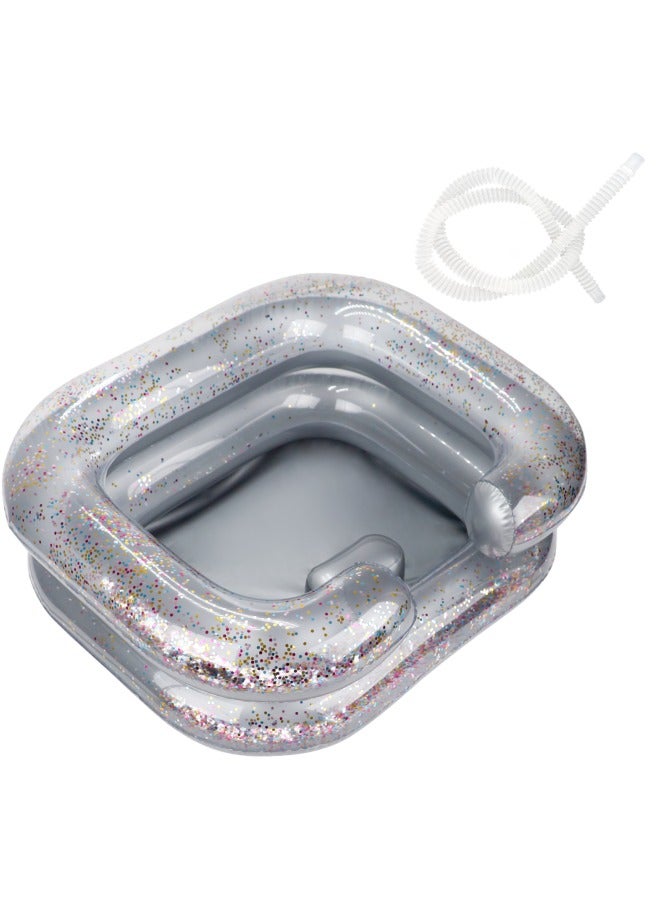 vocheer Inflatable Hair Washing Basin, Portable Shampoo Bowl With Pillow and Drain Hose, Hair Washing Basin For Bedridden, Disabled, Injured, Perfect for Dreadlocks, Curly Hair, Thick Hair (Grey) - Image 2