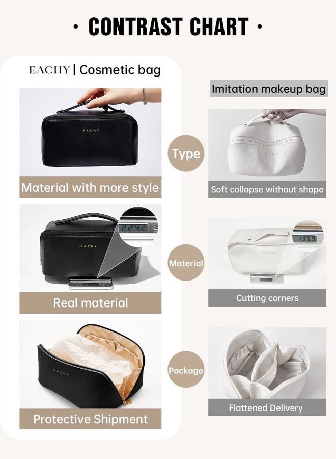 EACHY Travel Makeup Bag,Large Capacity Cosmetic Bags for Women,Waterproof Portable Pouch Open Flat Toiletry Bag Pattern Makeup Bag, Ad-black, M, Rustic - Image 4