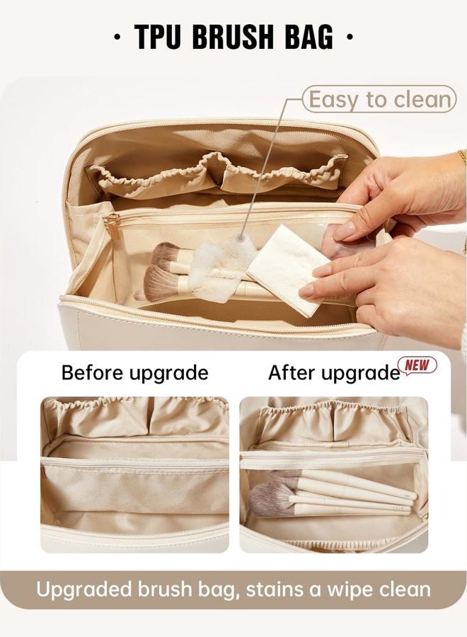 EACHY Travel Makeup Bag,Large Capacity Cosmetic Bags for Women,Waterproof Portable Pouch Open Flat Toiletry Bag Pattern Makeup Bag, Ad-black, M, Rustic - Image 3