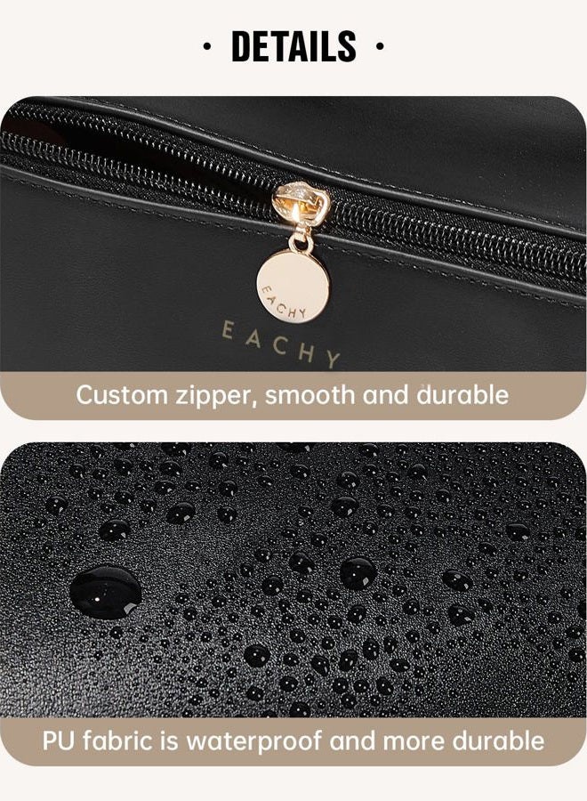 EACHY Travel Makeup Bag,Large Capacity Cosmetic Bags for Women,Waterproof Portable Pouch Open Flat Toiletry Bag Pattern Makeup Bag, Ad-black, M, Rustic - Image 5