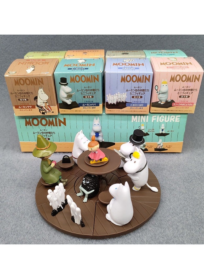 مومينك (Moomin) - مجموعة من 8 قطع من دمية لولو مي (Lulu Mi) والفرس فطير الفطير والمومينكوري (Mominkori). هذه الدمى مناسبة لتزيين المناظر الطبيعية أو كزخارف لجهاز مكتبك. - Image 1