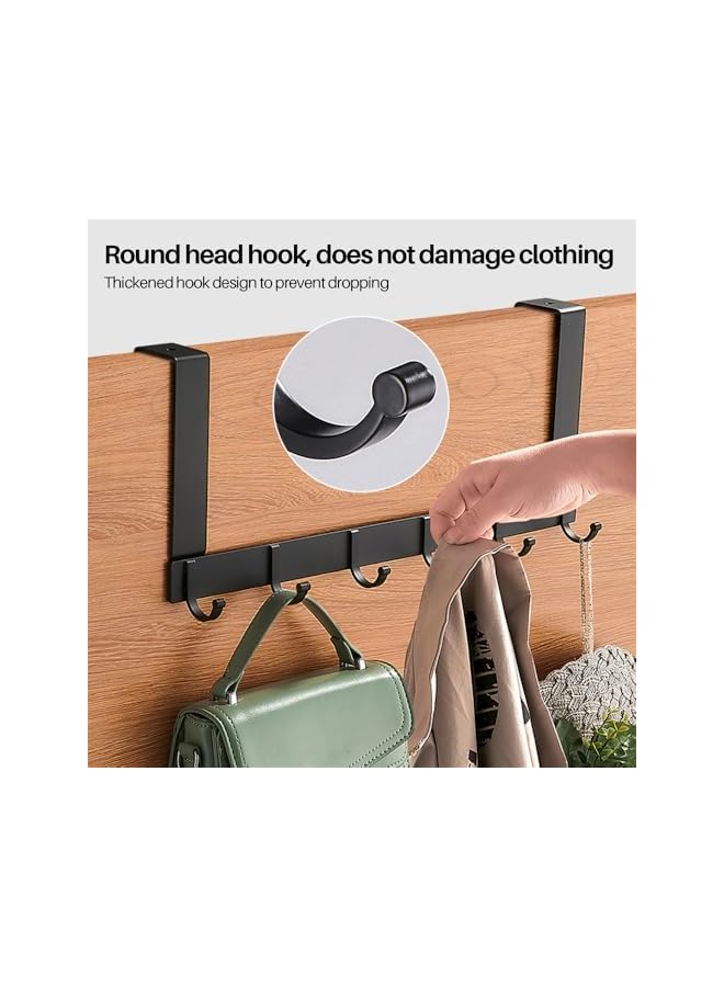The Bros Over The Door Hooks, Door Hanger Hooks for Hanging, Over The Door Towel Racks for Bathroom with 6 Coat Hooks, Over The Door Hanger, Coat Rack Hat Rack Over The Door Organizer (Black) - Image 3