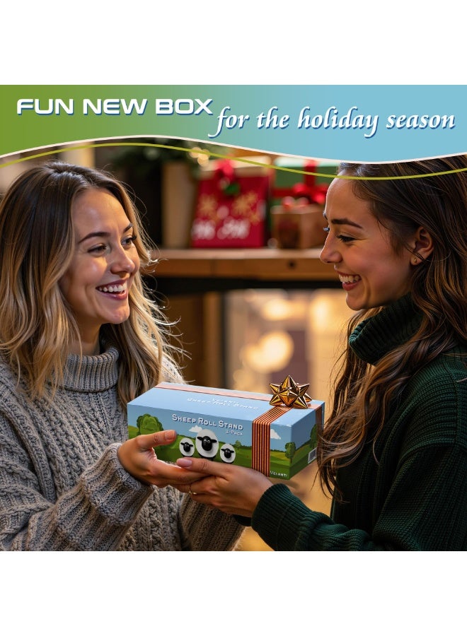 هومستر 3 قطع مجموعة الغنم مرحاض الدفة حامل، المبدع حمام ورق المطبخ منظّم المناشف، البيت ديكور لطيف موزع مناديل مرح مادة بلاستيكية، أسود/أبيض، 8.5*16 سم - Image 5