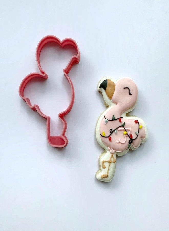Heart's Treasure قطاعة بسكويت على شكل فلامنجو مع شجرة نخيل، طائر مائي فلامنجو ذو طابع صيفي، شجرة نخيل استوائية خضراء، احتفالات صيفية استوائية، عيد الأم (عبوة من قطعتين) - Image 3