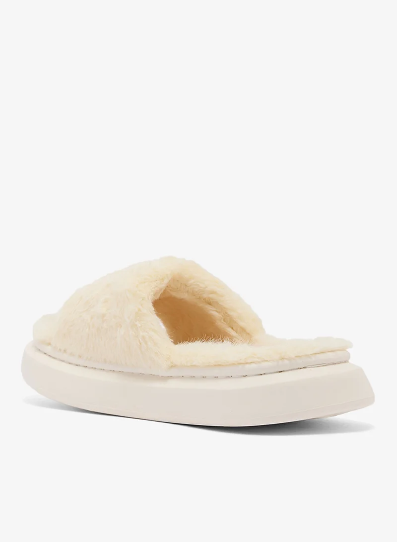 Ginger Fur Platform Bedroom Slippers