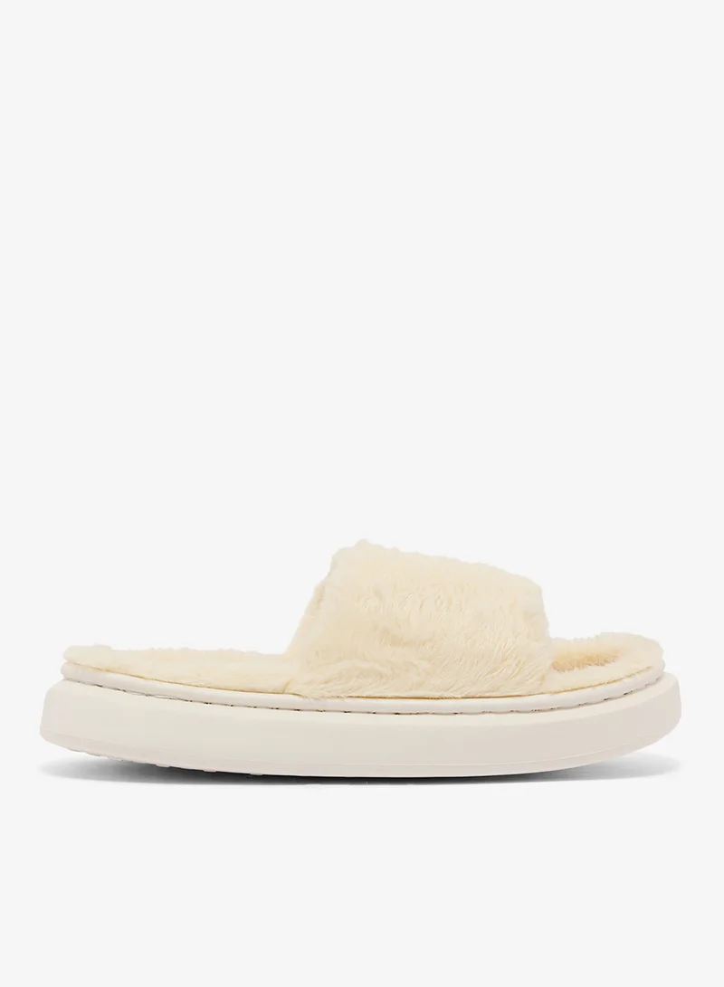 Ginger Fur Platform Bedroom Slippers