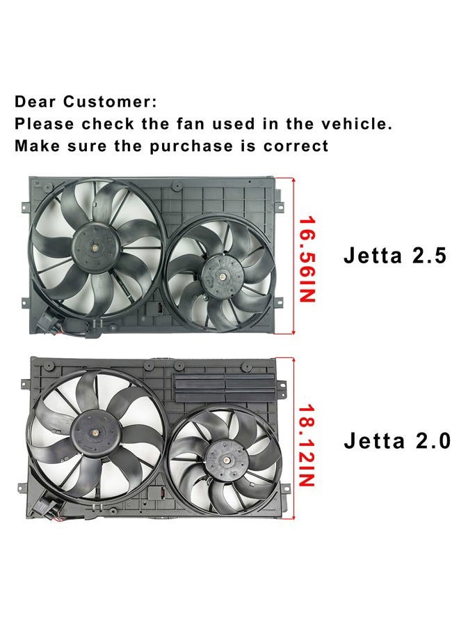 Focreedy VW102 Replacement Dual Radiator & Condenser Cooling Fan Assembly for Volkswagen Jetta 2.0L VW Tiguan for Audi A3 TT - Image 2