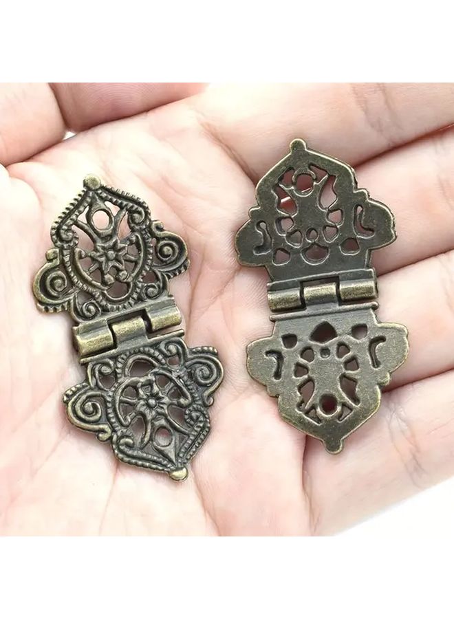 4 قطع من مفصلات الزنك الزخرفية العتيقة مع براغي لصناديق الخشب والأثاث DIY - Image 4