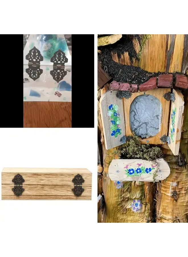 4 قطع من مفصلات الزنك الزخرفية العتيقة مع براغي لصناديق الخشب والأثاث DIY - Image 5