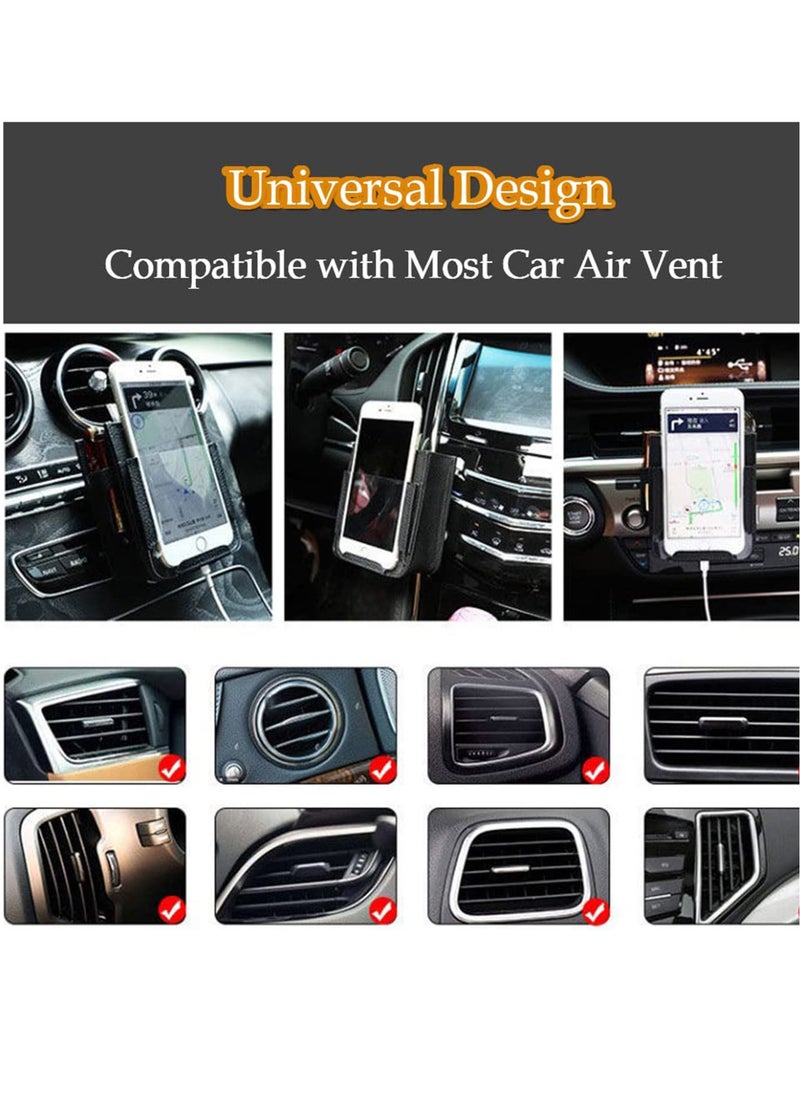 Generic - Universal Car Air Vent Leather Storage Bag with Charging Cable Hole and Hook for Organizing Accessories - Image 1