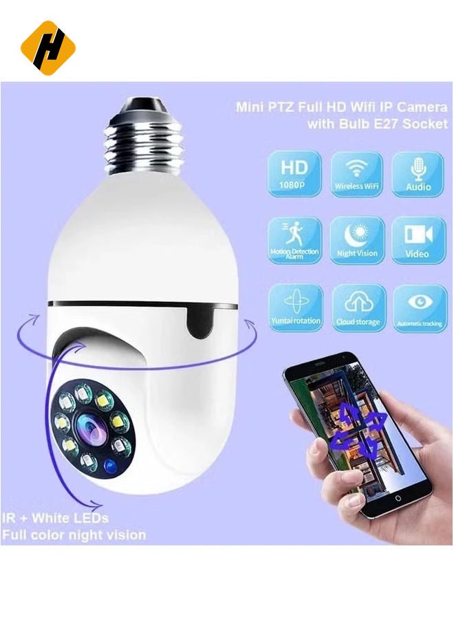 HuHa 2Pcs Light Bulb Security Camera 2.4GHz & 5G WiFi Outdoor, 1080P E27 Light Socket Security Camera, Indoor 360° Home Security Cameras, Full Color Day and Night, Smart Motion Detection  - Image 2