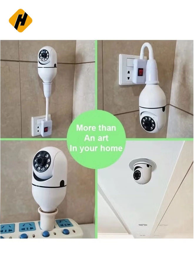 HuHa 2Pcs Light Bulb Security Camera 2.4GHz & 5G WiFi Outdoor, 1080P E27 Light Socket Security Camera, Indoor 360° Home Security Cameras, Full Color Day and Night, Smart Motion Detection  - Image 4