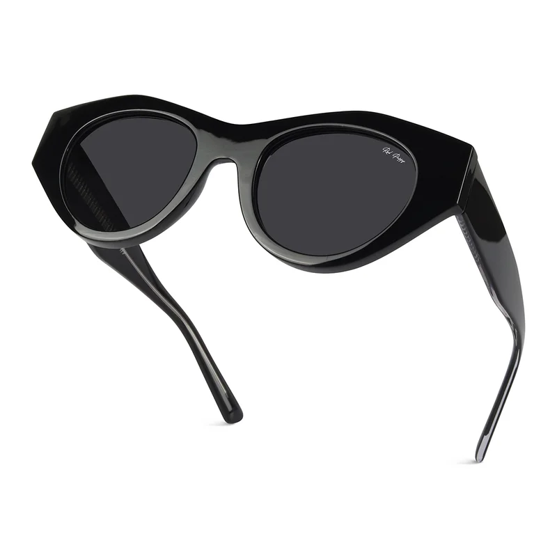 Woggles Red Pappy Jitter Black Polarized Round Sunglasses