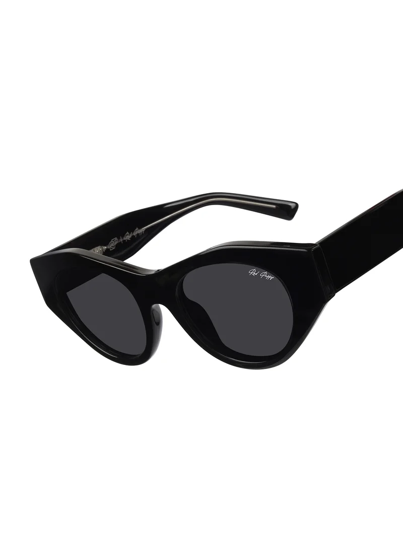 Woggles Red Pappy Jitter Black Polarized Round Sunglasses