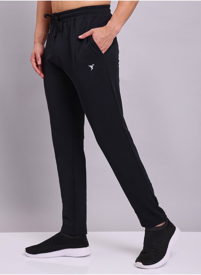 Technosport Men Black Solid 4-Way Stretch Track Pants  - Image 3