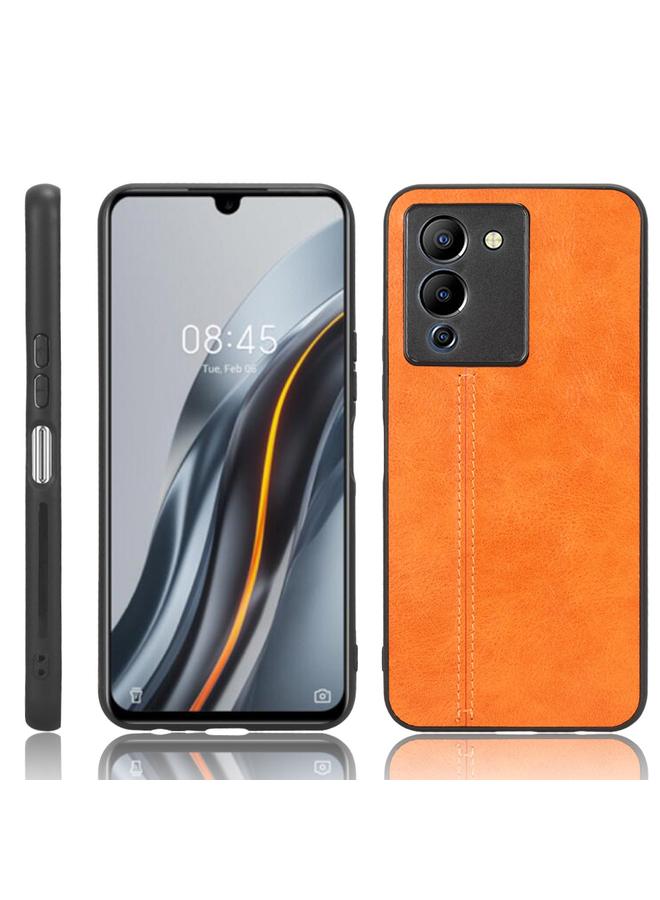 اس-توب جراب لهاتف Infinix Note 12 G96 بنمط جلد البقر المخيط، مصنوع من مادة PC + PU + TPU - Image 1