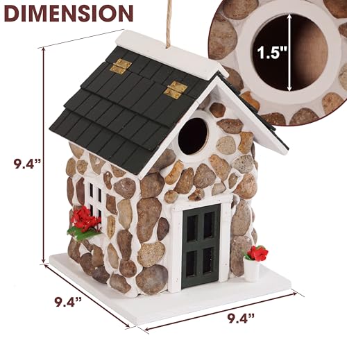 MIXUMON Bird Houses for Outside, Outdoor Bird House for Bird Families Bluebird Sparrow Finch Cardinals Hanging Birdhouse for Garden. - Image 3