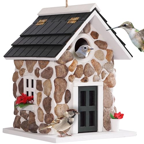 MIXUMON Bird Houses for Outside, Outdoor Bird House for Bird Families Bluebird Sparrow Finch Cardinals Hanging Birdhouse for Garden. - Image 1