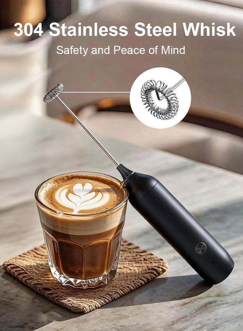 ميسا جهاز خفق الحليب الكهربائي، جهاز خفق الحليب السريع القابل لإعادة الشحن من النوع C، جهاز خفق الحليب الكهربائي مع خفاقة من الفولاذ المقاوم للصدأ بدرجة 304، منخفض الضوضاء، تصميم مضغوط للقهوة واللاتيه والكابتشينو والخبز - Image 3