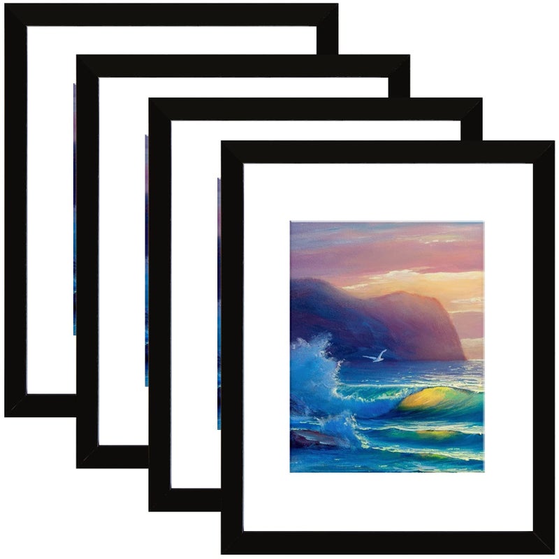 SESEAT Picture Frames 16x20 Black Poster Frame for Wall Dispaly Pictures 11x14 with Mat or 16x20 without Mat Pack of 4