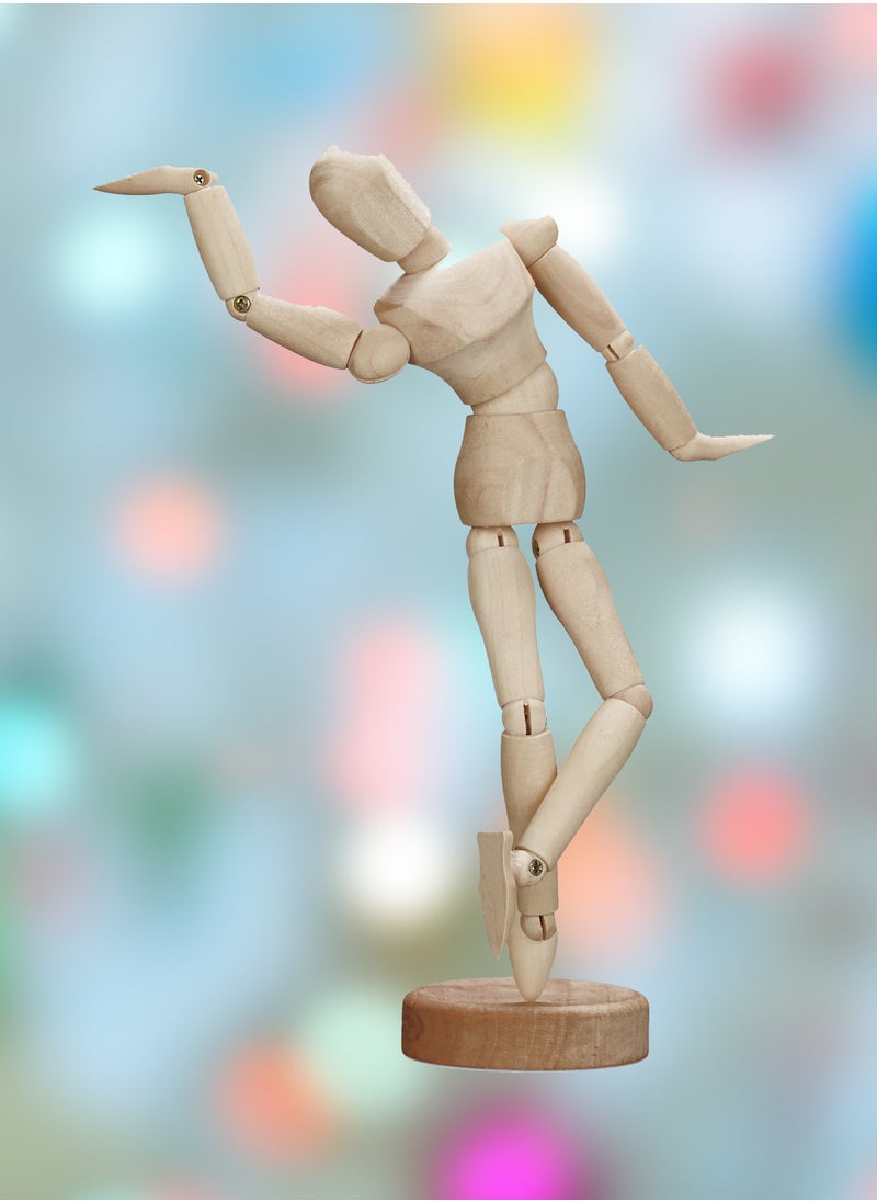 Donia Wooden Artists’ Mannequin for Drawing and Crafting, Articulate with Stand,Natural Wood Light Brown Color  - Image 1