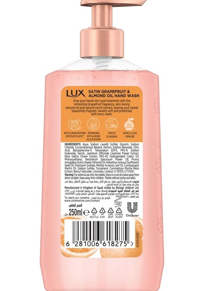 Lux Satin Grapefruit & Almond Oil Hand Wash 250ml - Image 3