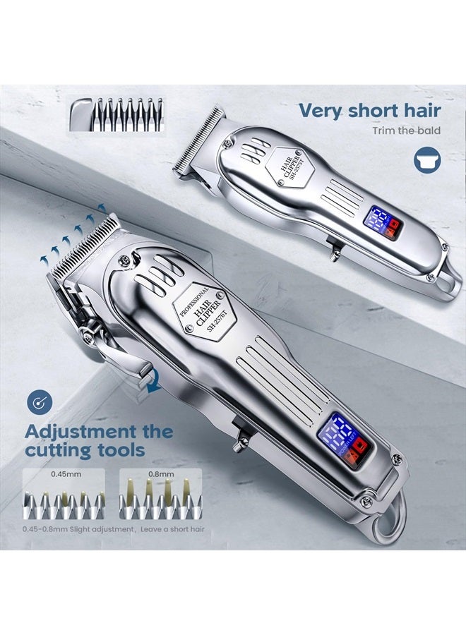 KIKIDO Hair Clippers Professional Cordless for Men, Barber Clippers for Hair Cutting Kit, Wireless LCD Display Hair Trimmers Set, Rechargeable Haircut Machine for Family (Sliver) - Image 2