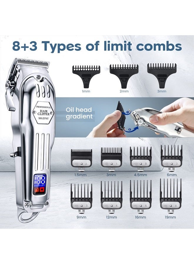 KIKIDO Hair Clippers Professional Cordless for Men, Barber Clippers for Hair Cutting Kit, Wireless LCD Display Hair Trimmers Set, Rechargeable Haircut Machine for Family (Sliver) - Image 3