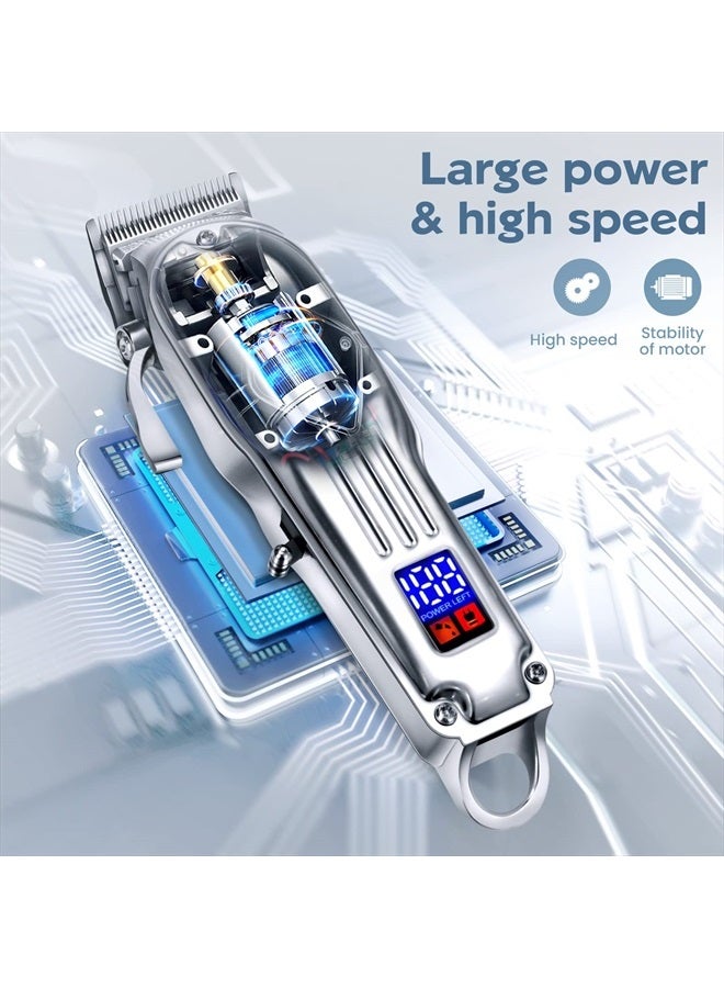 KIKIDO Hair Clippers Professional Cordless for Men, Barber Clippers for Hair Cutting Kit, Wireless LCD Display Hair Trimmers Set, Rechargeable Haircut Machine for Family (Sliver) - Image 5