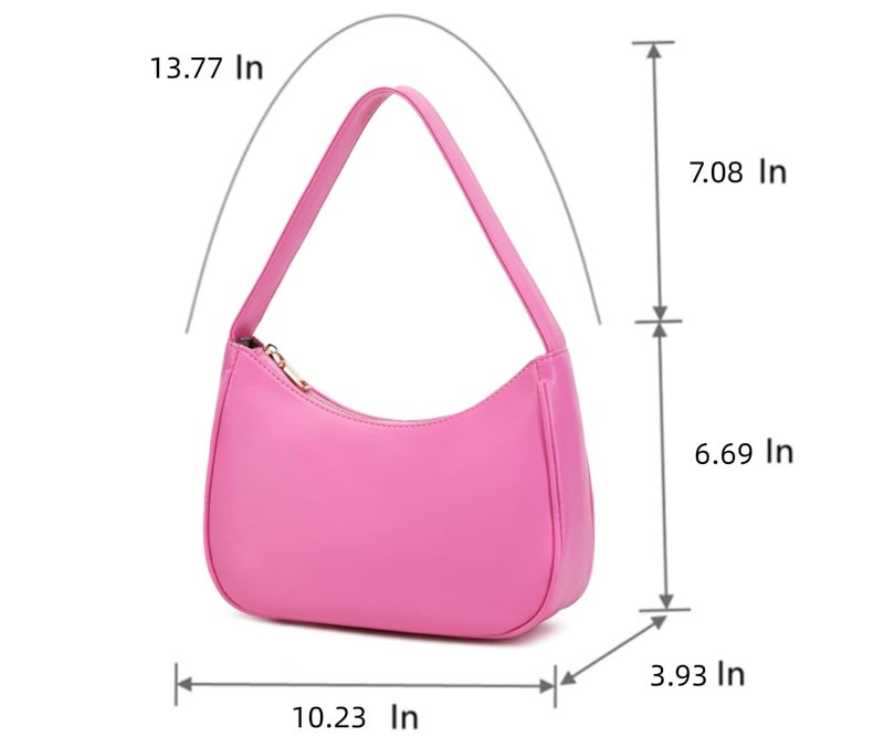 CYHTWSDJ Shoulder Bags for Women, Cute Hobo Tote Handbag Mini Clutch Purse with Zipper Closure (Pink) - Image 3
