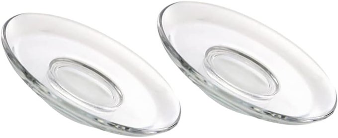 2PCS CLEAR GLASS PLATES SMALL ROUND SNACK PLATES TEA SAUCERS FOR HOME KITCHEN COFFEE TEA DRINKWARE