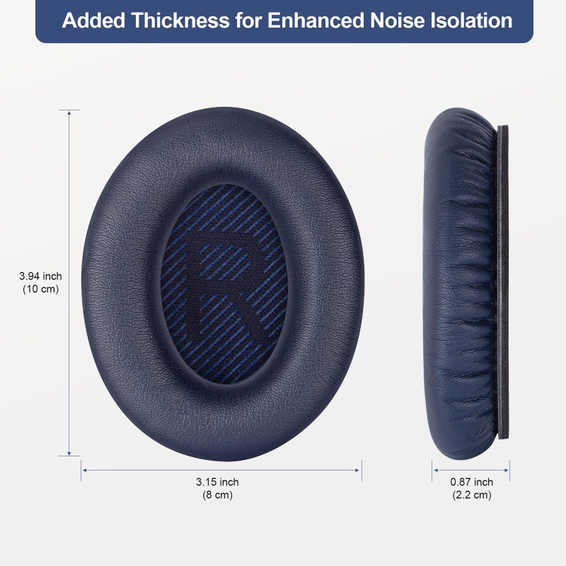 Aurivor Replacement Ear-Pads for Bose Quiet-Comfort QC 35 (ii) 25 15 2 Headphones, Upgraded Cushion for QC35 (ii) QC25 QC15 QC2 SoundTrue/SoundLink AE2/AE2i/AE2w Around-Ear Headphones (MidnightBlue) - Image 5
