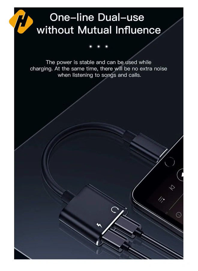 HuHa - iPhone Adapter Dual 2-1 for iPhone 7/7 Plus/ 8/8 Plus/X/XS/11 Pro Max, 2-in-1 Splitter Adapter/Cable for iPhone Audio/Headphone and Charger, Remote Control & Telephone Call Supported - Image 1