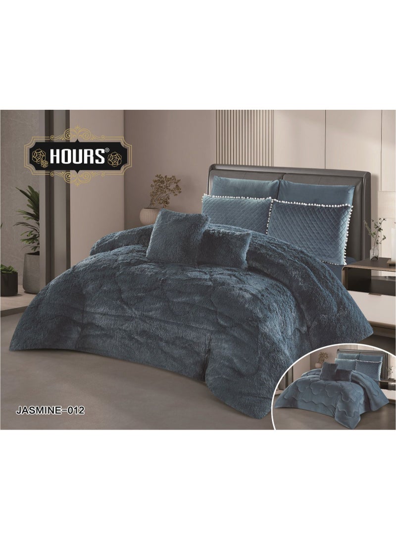 أورز مفرش ملكي 8  قطع نفرين شتوي وجهين وجه مخمل وجه فرو سميك مقاس كينج 220x240 - Image 1