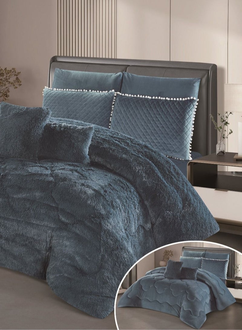 أورز مفرش ملكي 8  قطع نفرين شتوي وجهين وجه مخمل وجه فرو سميك مقاس كينج 220x240 - Image 2