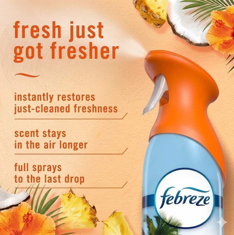 Febreze Air Mist Hawaiian Aloha 250ml Air Freshener Spray, Odor Eliminator, Long Lasting Room Spray with Tropical Coconut Pineapple Scent for Home Bathroom Bedroom UAE - Image 3