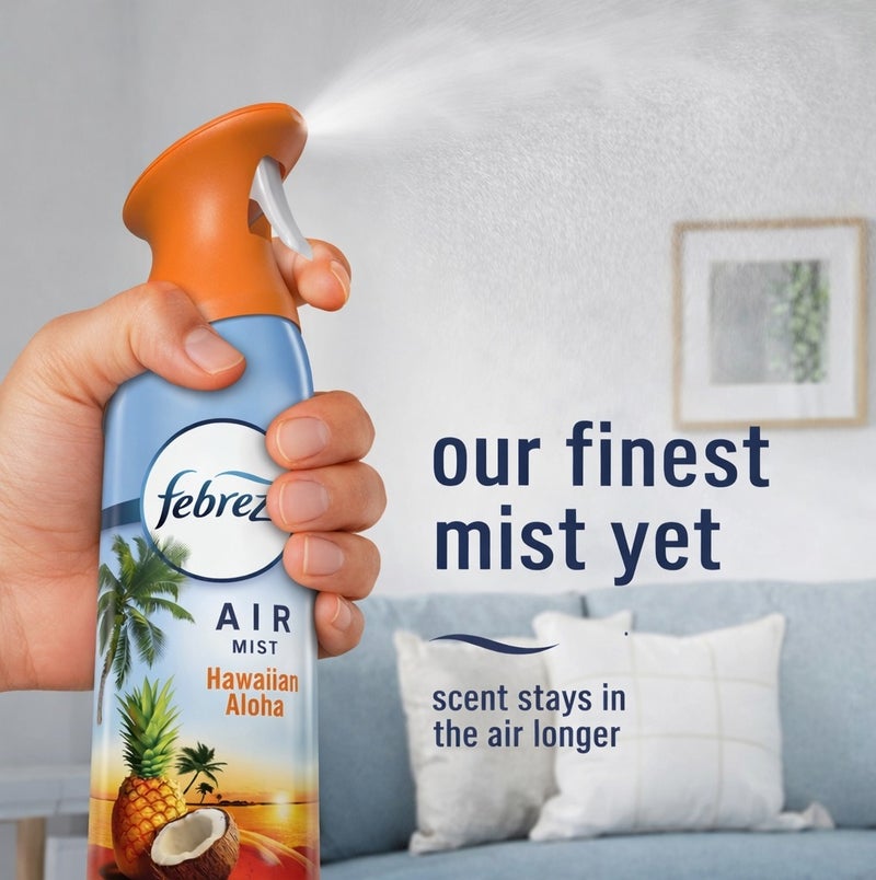 Febreze Air Mist Hawaiian Aloha 250ml Air Freshener Spray, Odor Eliminator, Long Lasting Room Spray with Tropical Coconut Pineapple Scent for Home Bathroom Bedroom UAE - Image 5