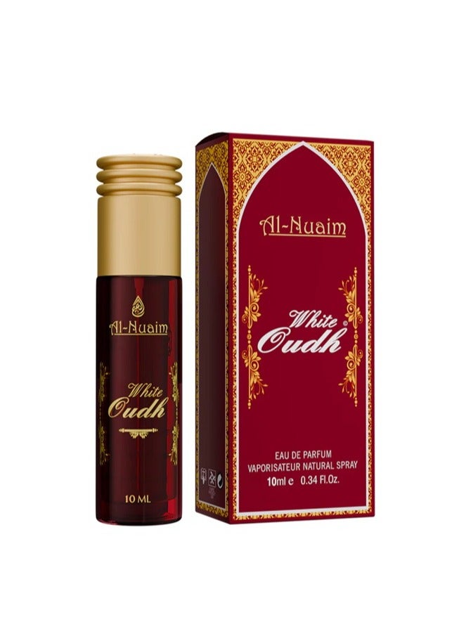 Al Nuaim White Oudh Eau de Parfum Spray Unisex 10ml | Long Lasting Soft White Oud Woody Musk Fragrance Mini Perfume | Premium Elegant Arabic Scent for Men & Women | Travel Size Pocket Vaporisateur - Image 1