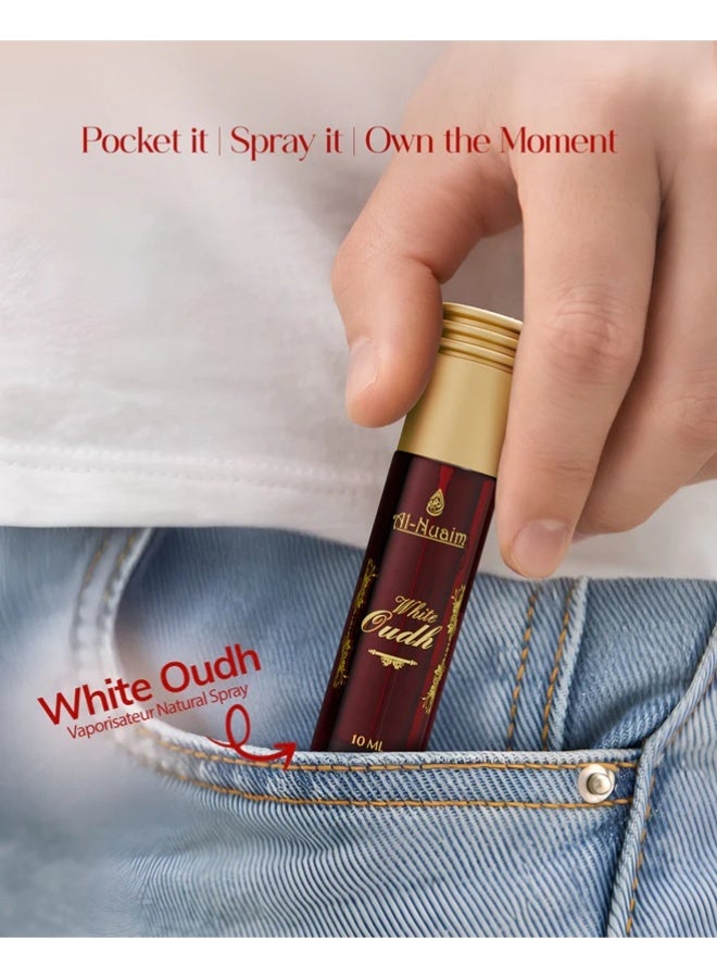 Al Nuaim White Oudh Eau de Parfum Spray Unisex 10ml | Long Lasting Soft White Oud Woody Musk Fragrance Mini Perfume | Premium Elegant Arabic Scent for Men & Women | Travel Size Pocket Vaporisateur - Image 4