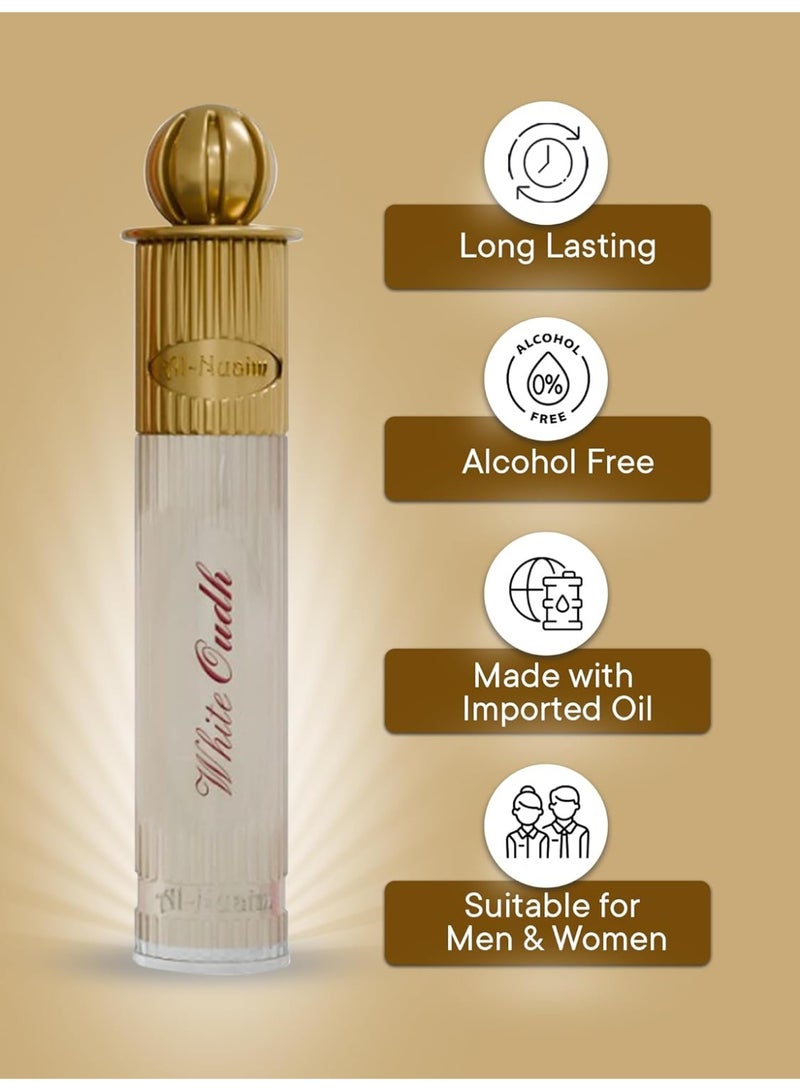 Al Nuaim Al-Nuaim Silver Series White Oudh Attar Roll On Perfume Oil 6ml | Alcohol Free Concentrated Ittar for Men & Women | Long Lasting White Oud Woody Musky Oriental Fragrance | Premium Arabic Perfume Oil Pocket Size - Image 3