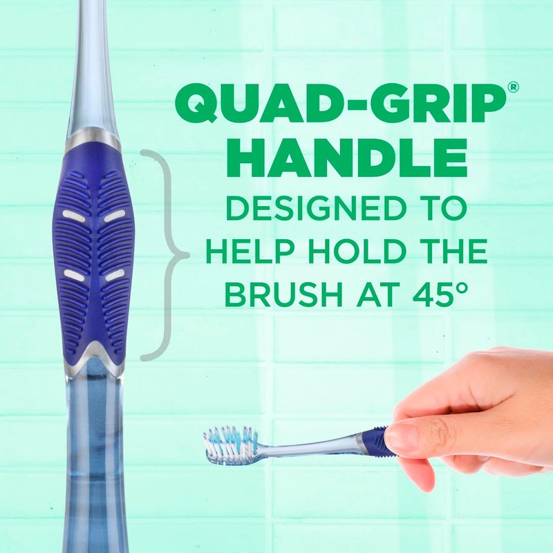 جم فرشاة أسنان Technique Deep Clean بمقبض من نوع Quad-Grip، رأس مدمج وشعيرات ��اعمة، عدد 3 قطع، متعددة الألوان - Image 2