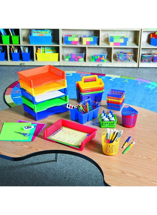 فن إكسبريس صواني ورقية بلاستيكية قابلة للتكديس مقاس 13 1/4 بوصة × 9.5 بوصة × 2 3/4 بوصة، ست صواني، ألوان متنوعة، رائعة للفصول الدراسية والمكتب والتنظيم المنزلي، والصناديق والسلال، وصينية الدوران - Image 4