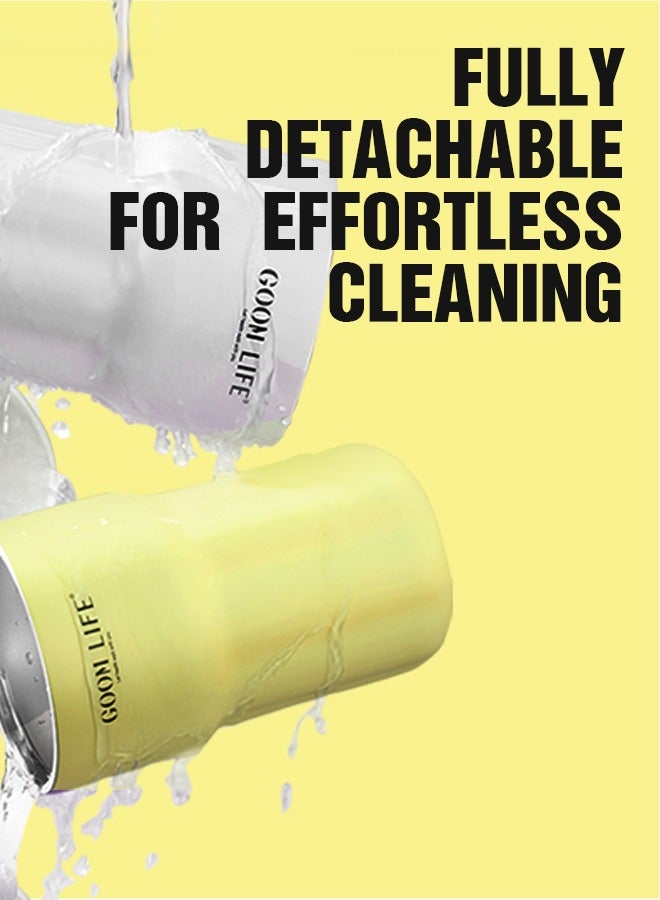 Goom Stainless Steel Tumbler, 18oz Tumbler with Lid and Straw, 18/10 Spill Proof Insulated Water Bottle with Flip Lid and Straw Mouth Rotary Lock, Yellow - Image 2