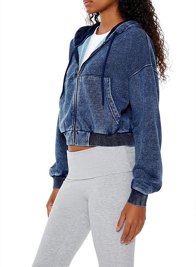 FOREVER 21 Mineral Wash Zip-Up Hoodie  - Image 3