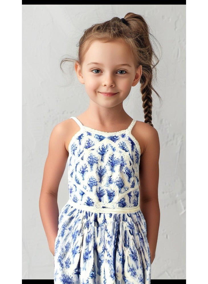 RALPH LAUREN POLO RALPH LAUREN Kids BLUE FLORAL DRESS - Size 10 - Image 1