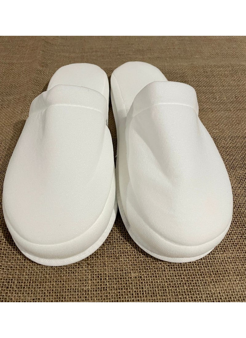 Private Label - Double Layer Polyester Towel Decorable Maternity Slippers Thick Sponge Sole Hotel Bathroom Slippers - Image 1