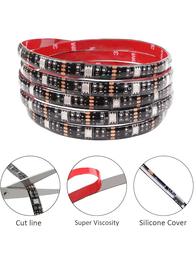 إيروريكس شريط إضاءة ليد يعمل بالبطارية، شريط إضاءة ليد RGB مع وحدة تحكم صغيرة، شريط إضاءة ليد مقاوم للماء، حبل إضاءة ليد يعمل بالبطارية، أضواء متعددة الألوان متغيرة، 2 متر، 6.56 قدم - Image 2