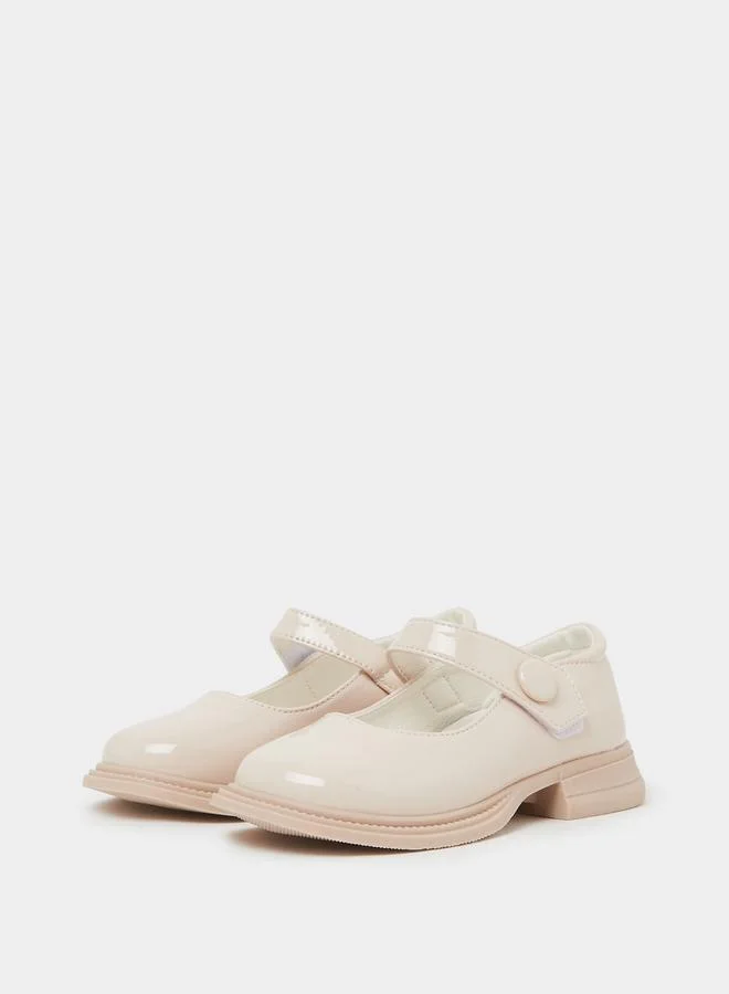 Styli Girls Patent Mary Jane Shoes with Button Detail