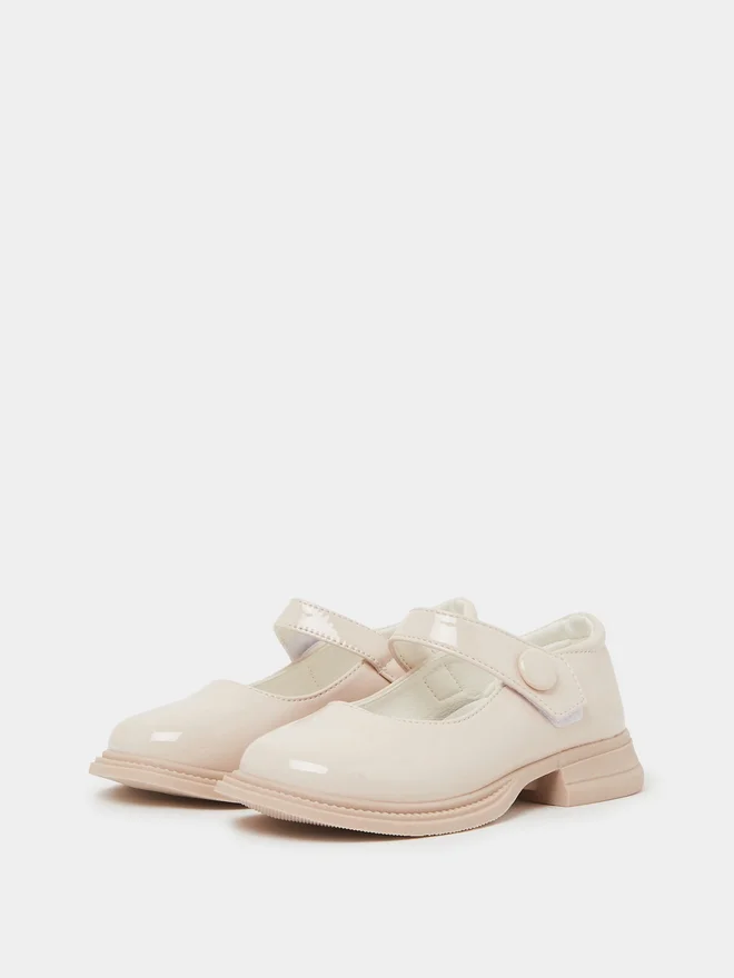 Styli Styli Girls Patent Mary Jane Shoes with Button Detail